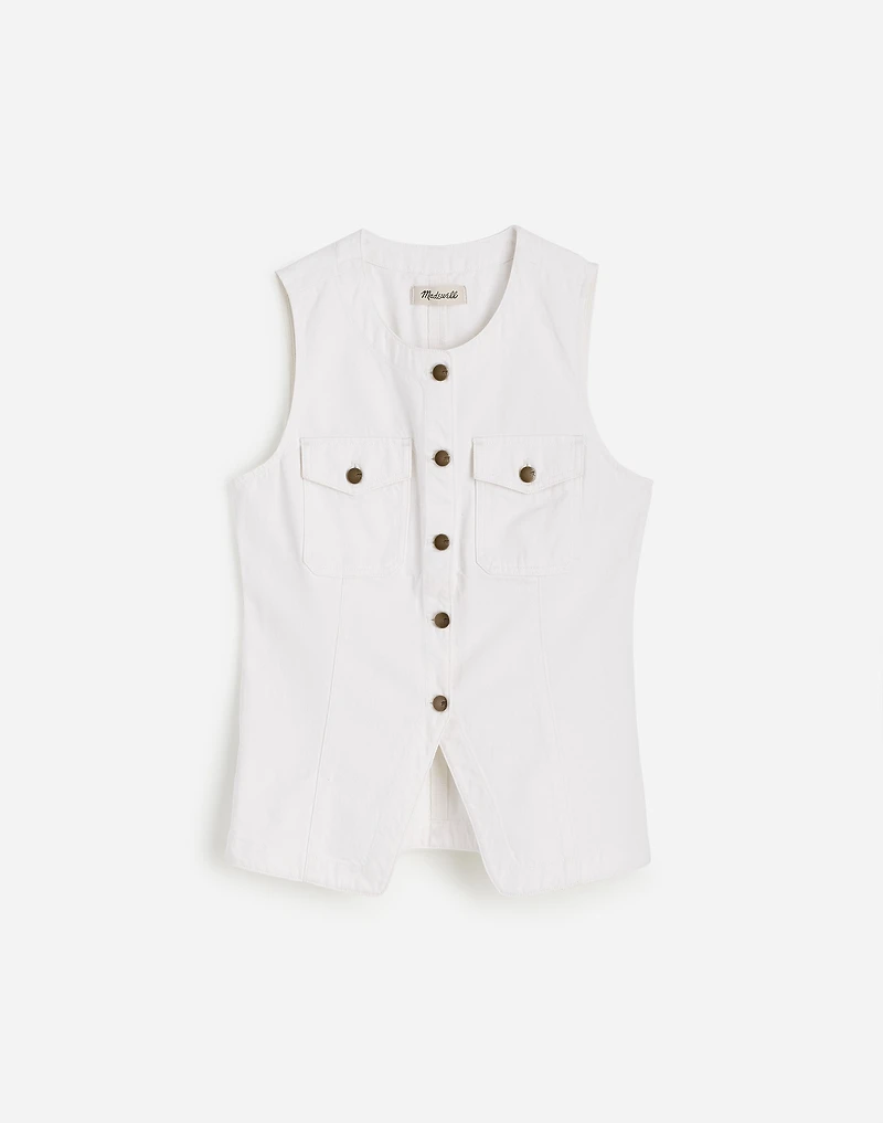 Denim High Crewneck Vest