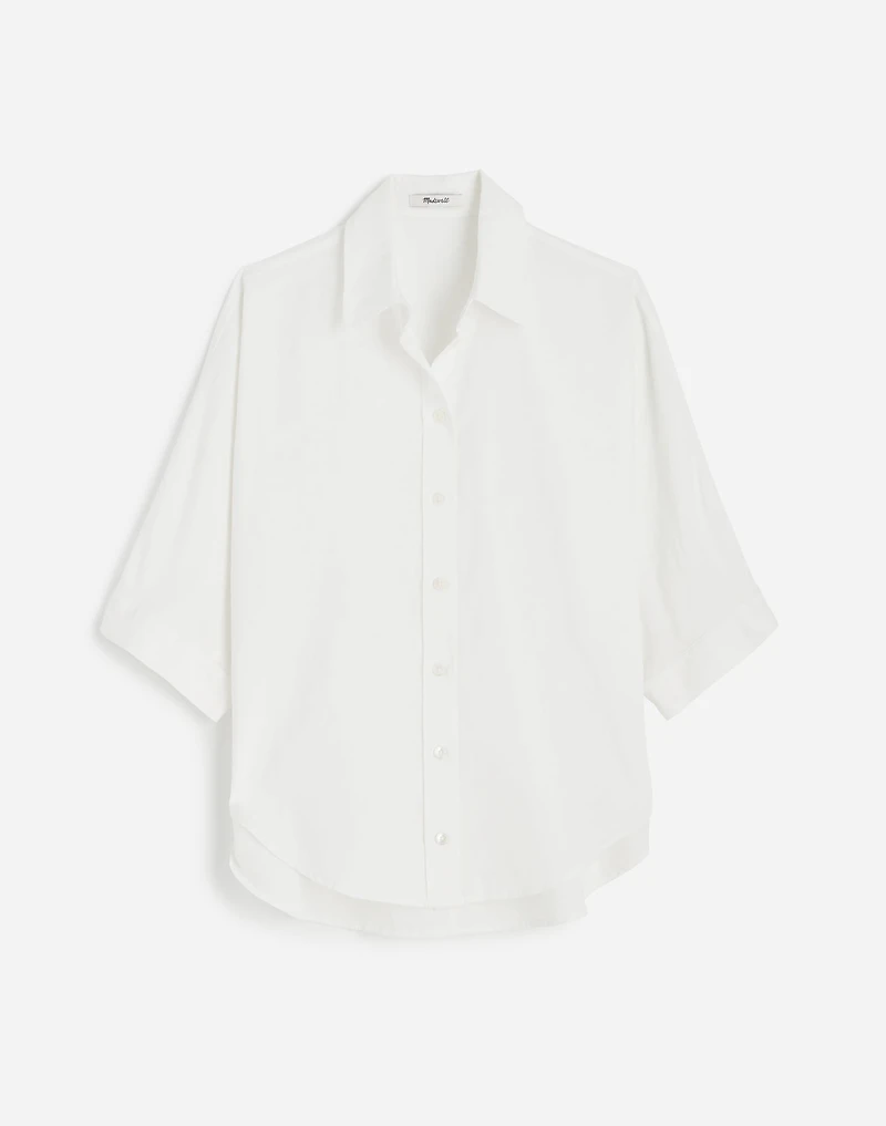 Oversized Pleated-Sleeve Button-Up Shirt