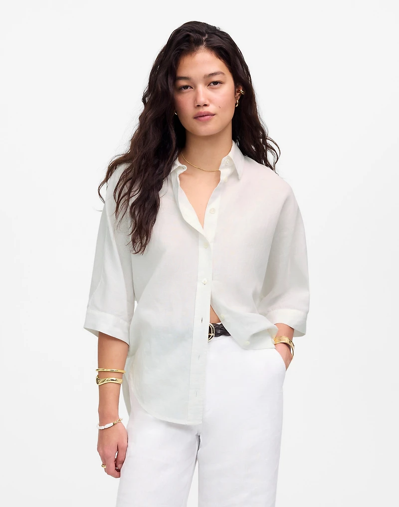 Oversized Pleated-Sleeve Button-Up Shirt | Madewell