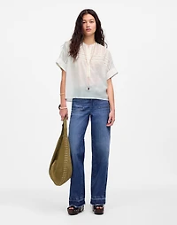 Lace-Inset Pintucked Henley Top | Madewell
