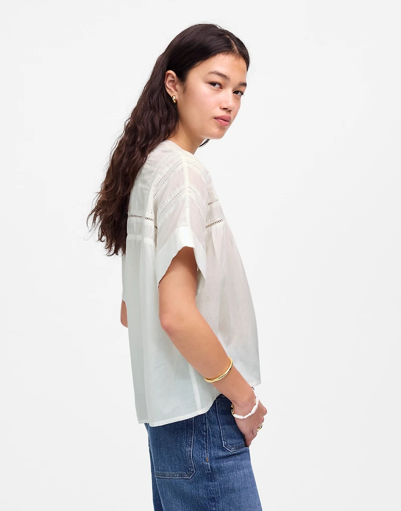 Lace-Inset Pintucked Henley Top | Madewell