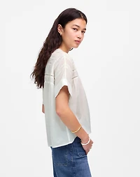 Lace-Inset Pintucked Henley Top | Madewell