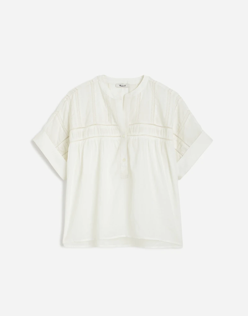 Lace-Inset Pintucked Henley Top | Madewell