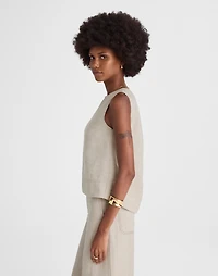 Linen Pleated Shell Top