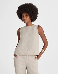 Linen Pleated Shell Top