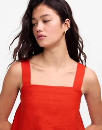 Contrast-Stitch Squareneck Top 100% Linen | Madewell