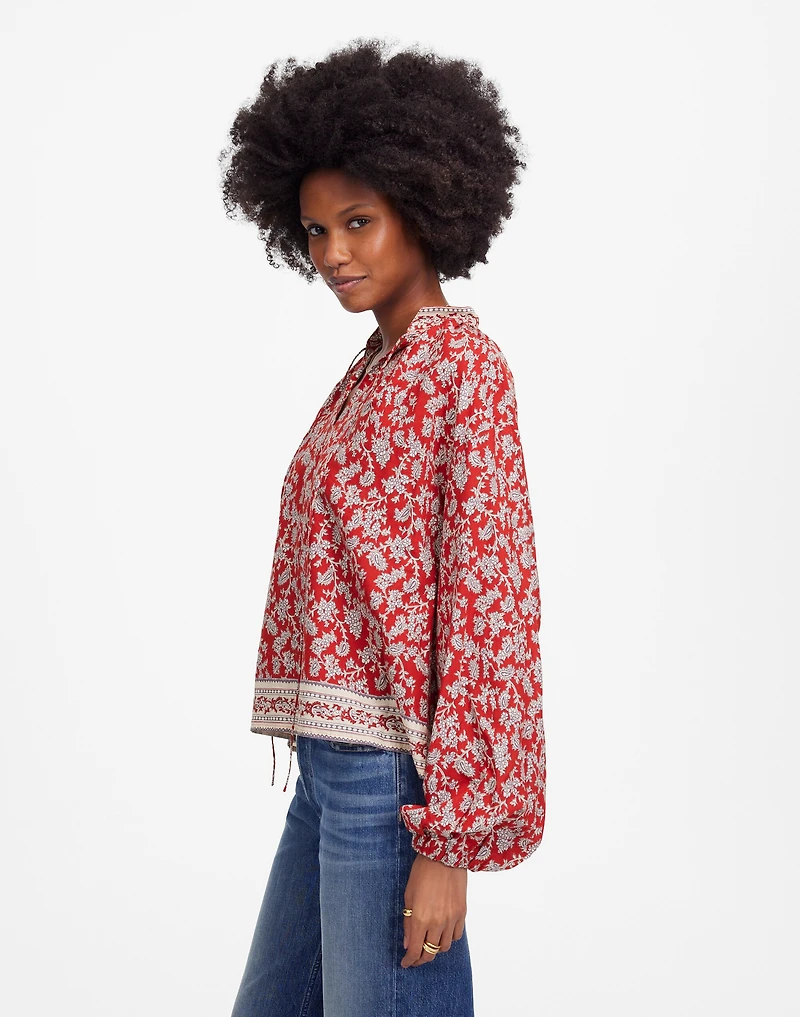 Shirred Popover Top Paisley Print | Madewell