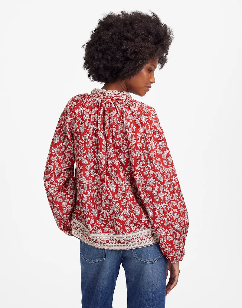 Shirred Popover Top Paisley Print | Madewell