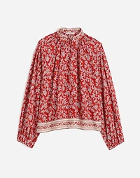 Shirred Popover Top Paisley Print | Madewell