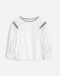 Embroidered Poplin Balloon-Sleeve Top | Madewell