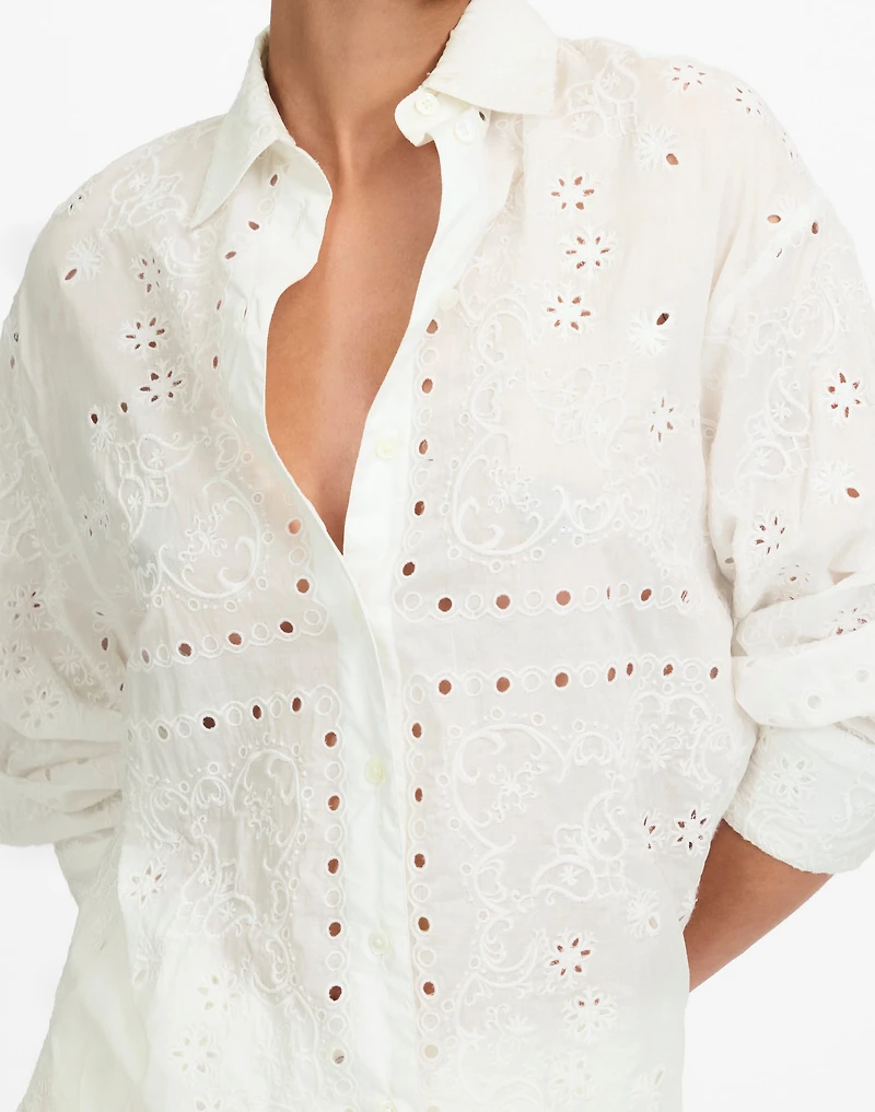 Embroidered Oversized Button-Up Shirt | Madewell