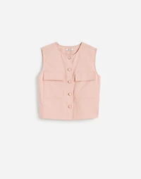 Crop Cargo-Pocket Crewneck Top | Madewell