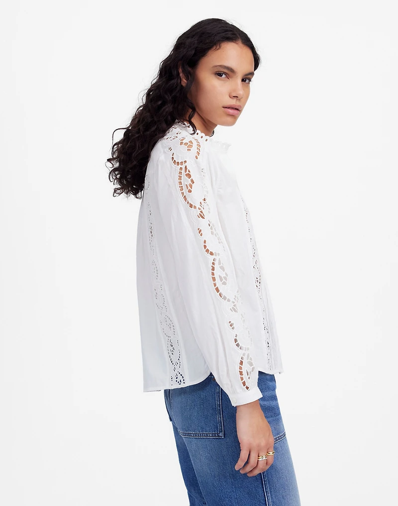 Lace-Inset Pintucked Button-Up Top | Madewell