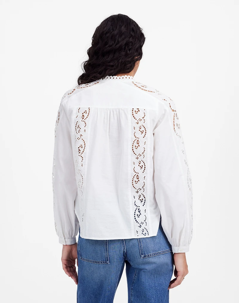 Lace-Inset Pintucked Button-Up Top | Madewell