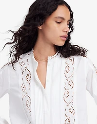 Lace-Inset Pintucked Button-Up Top | Madewell
