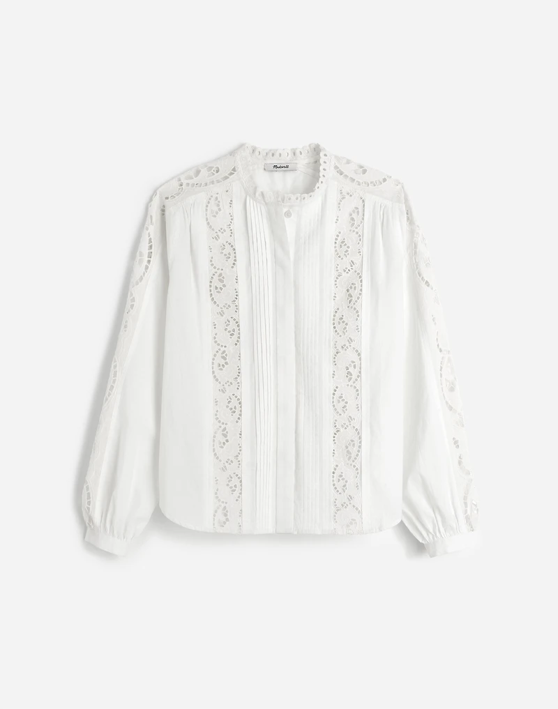 Lace-Inset Pintucked Button-Up Top | Madewell