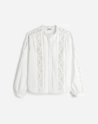 Lace-Inset Pintucked Button-Up Top | Madewell