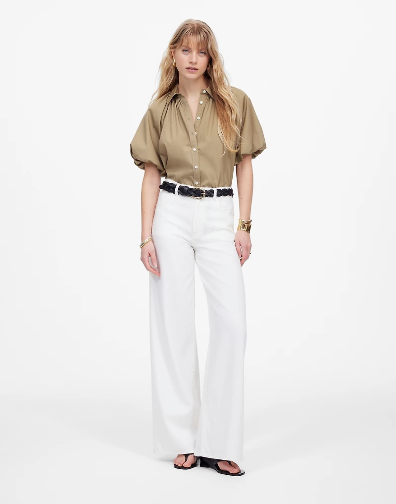 Shirred Bubble-Sleeve Button-Up Shirt | Madewell