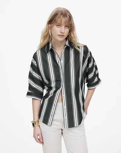 Oversized Pleated-Sleeve Button-Up Shirt | Madewell