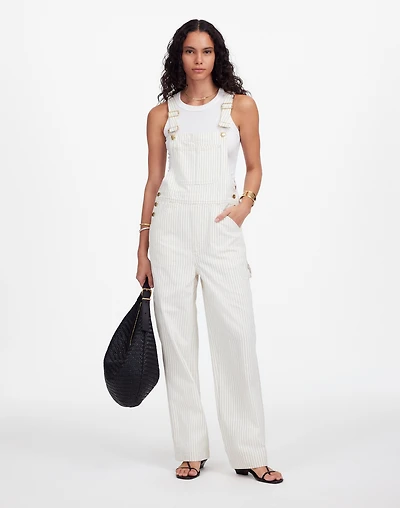 Denim Relaxed Carpenter Overalls in Ecru Pinstripe | Madewell