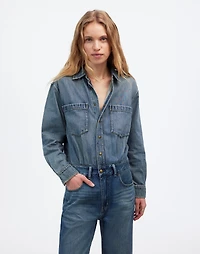 Denim Relaxed Flare Jumpsuit Croswell Wash | Madewell