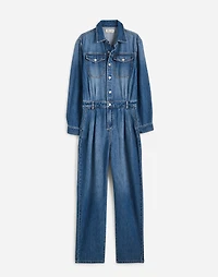 Pleated Barrel-Leg Jumpsuit Baywood Wash: Airy Denim Edition | Madewell