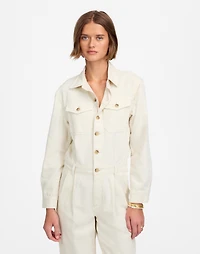 Denim Pleated Barrel-Leg Jumpsuit in Vintage Canvas | Madewell