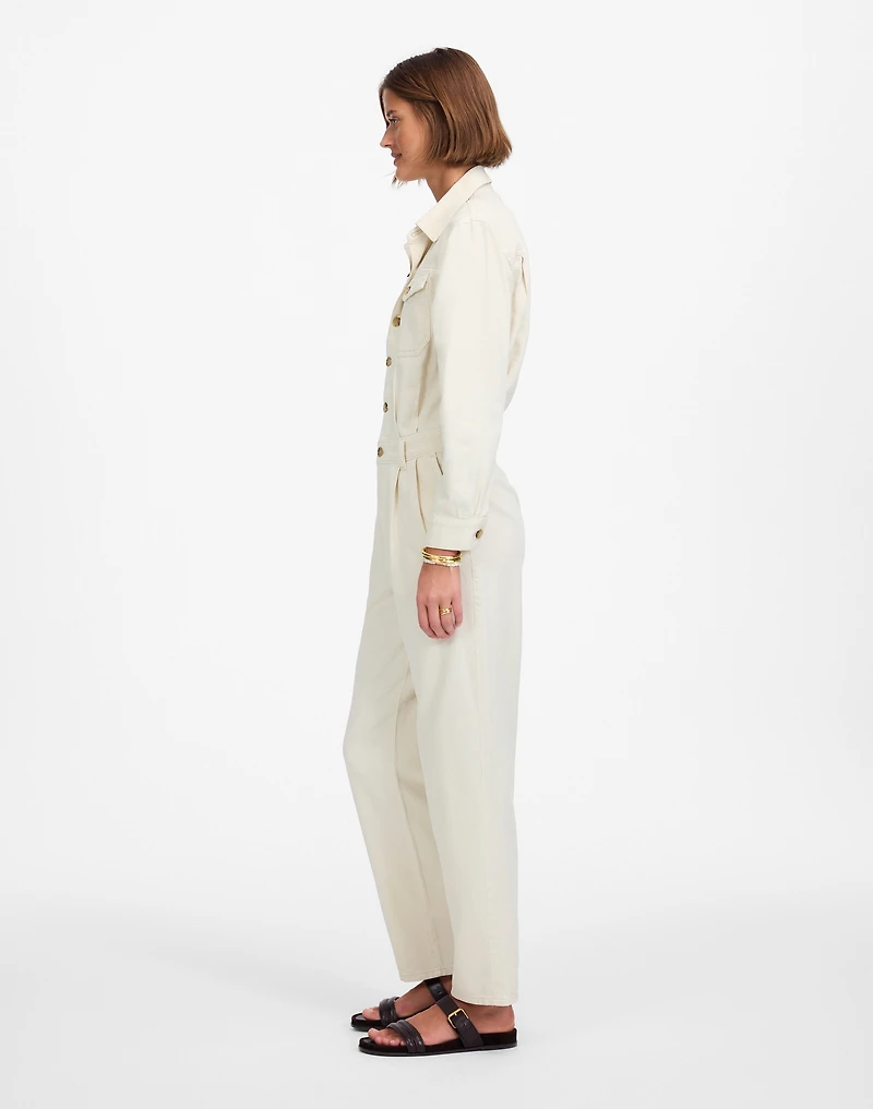 Denim Pleated Barrel-Leg Jumpsuit in Vintage Canvas | Madewell