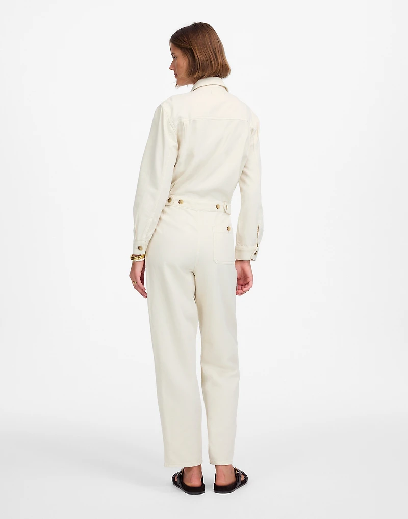 Denim Pleated Barrel-Leg Jumpsuit in Vintage Canvas | Madewell