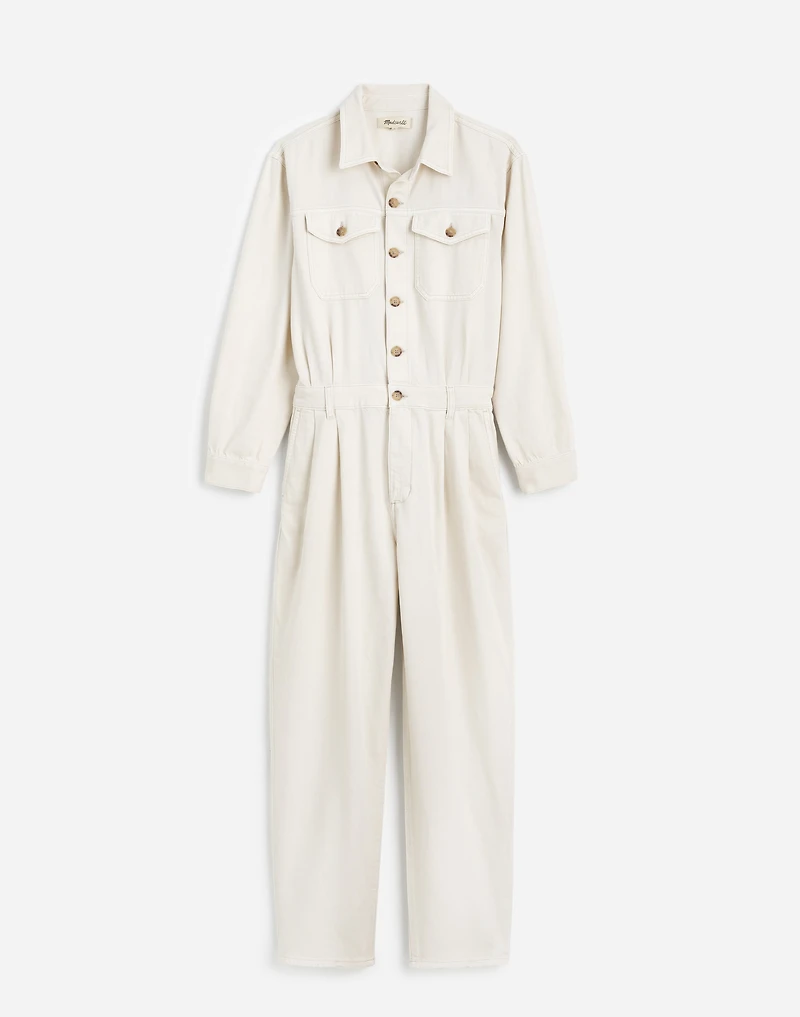 Denim Pleated Barrel-Leg Jumpsuit in Vintage Canvas | Madewell