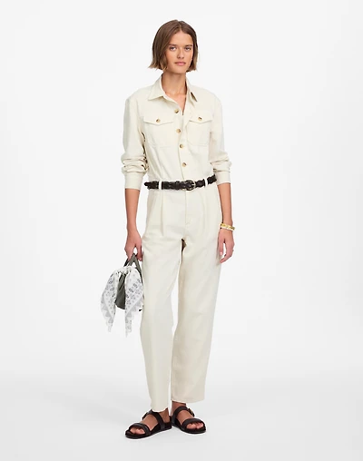 Denim Pleated Barrel-Leg Jumpsuit in Vintage Canvas | Madewell