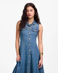 Pleated Midi Shirtdress Billings Wash: Airy Denim Edition | Madewell