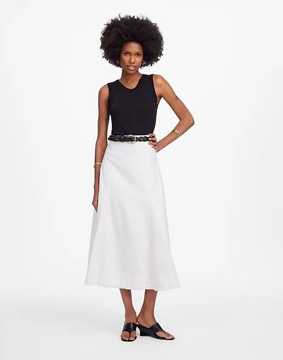Fluted Midi Skirt Tile White | Madewell