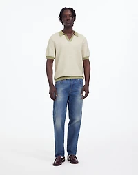 Honeycomb Stitch Johnny-Collar Sweater Polo | Madewell