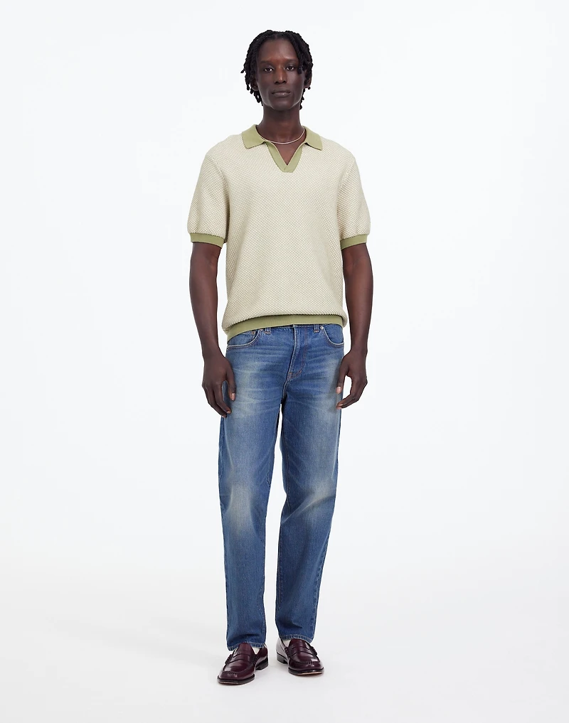 Honeycomb Stitch Johnny-Collar Sweater Polo | Madewell