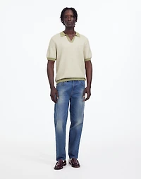 Honeycomb Stitch Johnny-Collar Sweater Polo | Madewell