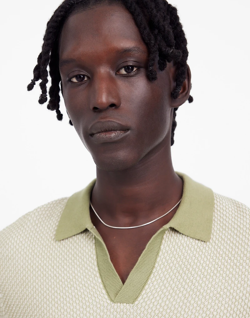 Honeycomb Stitch Johnny-Collar Sweater Polo | Madewell