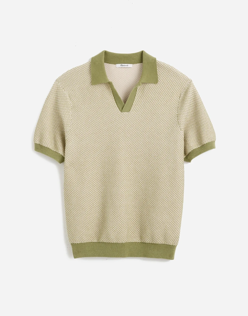 Honeycomb Stitch Johnny-Collar Sweater Polo | Madewell