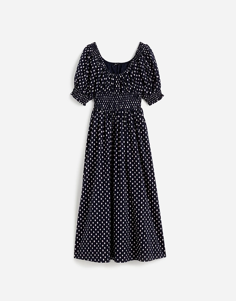 Smocked-Waist Midi Dress Shibori Dot Print | Madewell