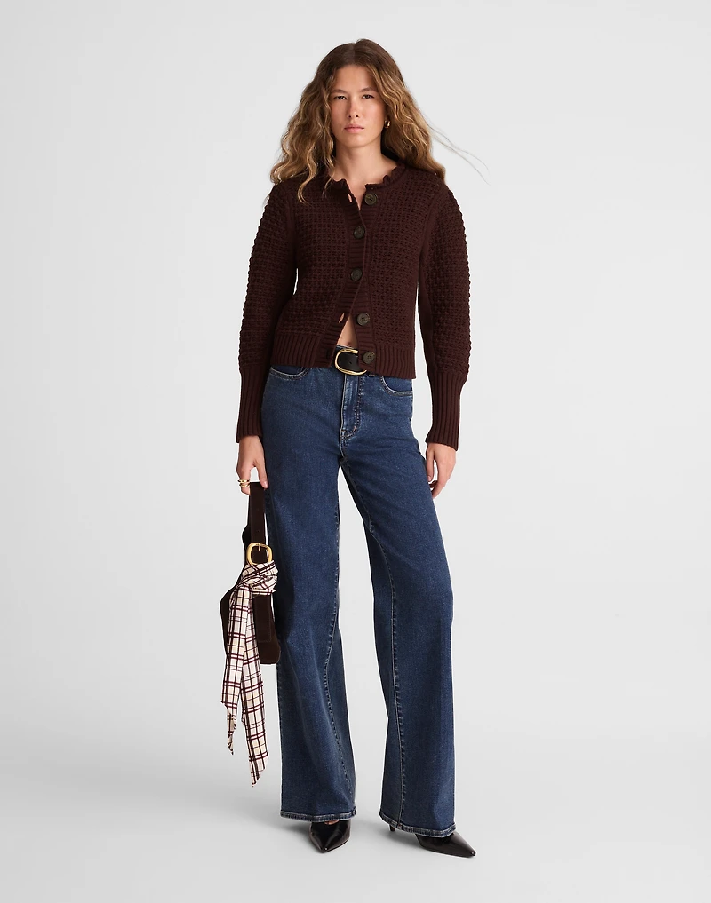 Scalloped Merino Wool-Blend Cardigan | Madewell