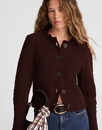 Scalloped Merino Wool-Blend Cardigan | Madewell