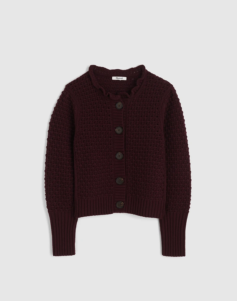 Scalloped Merino Wool-Blend Cardigan | Madewell