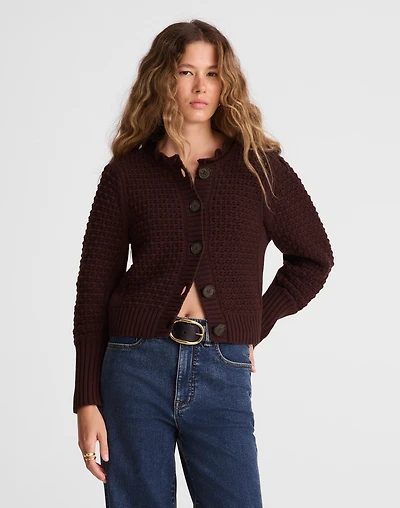 Scalloped Merino Wool-Blend Cardigan | Madewell