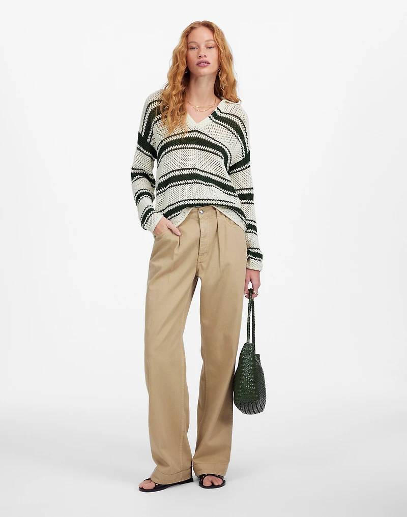 Open-Stitch Johnny Collar Sweater | Madewell