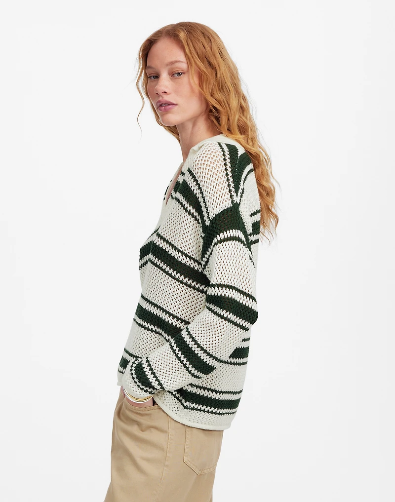 Open-Stitch Johnny Collar Sweater | Madewell