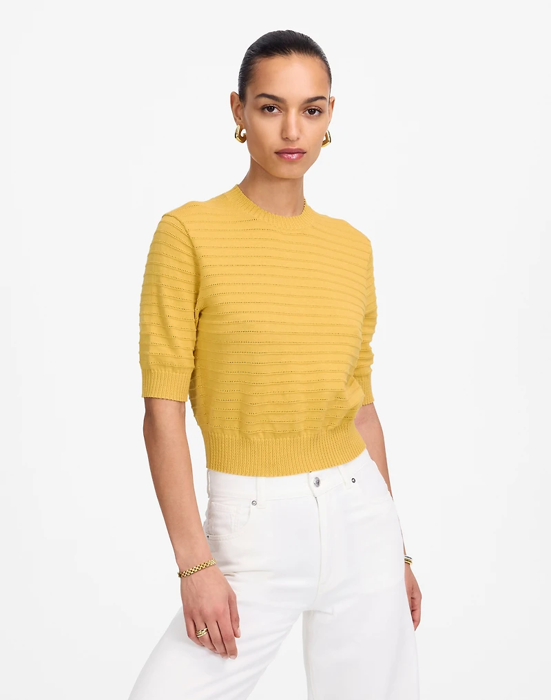 Textural-Stitch Cotton Sweater | Madewell