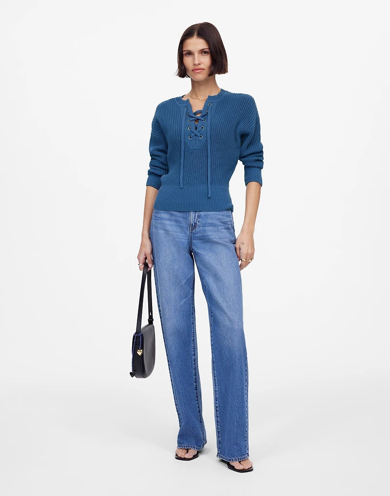Ribbed Lace-Up Sweater | Madewell