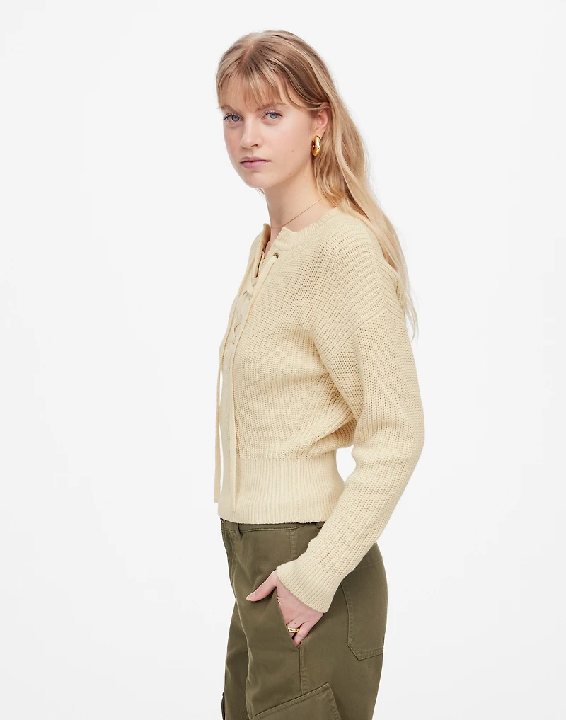 Ribbed Lace-Up Sweater | Madewell
