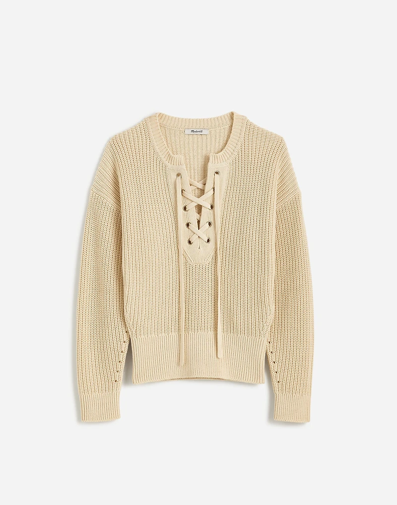 Ribbed Lace-Up Sweater | Madewell