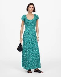 Ruched Scoopneck Midi Dress in Floral | Madewell